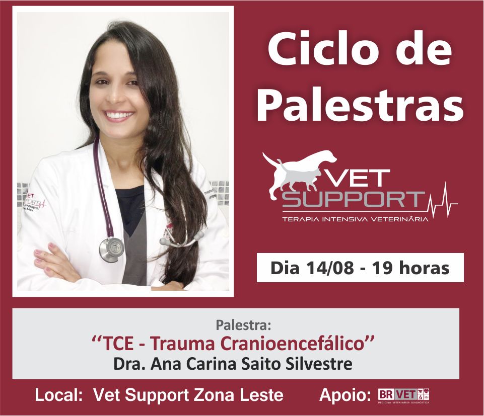 Palestra Ana Carina Sato Silvestre médica veterinária intensivista da Vet Support sobre Trauma Cranioencefálico